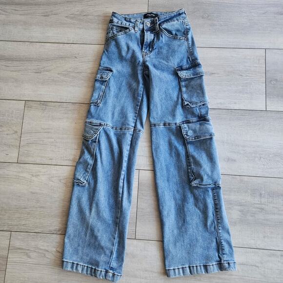 Fire & Rain Denim - Stylish Blue Cargo Flare Jeans